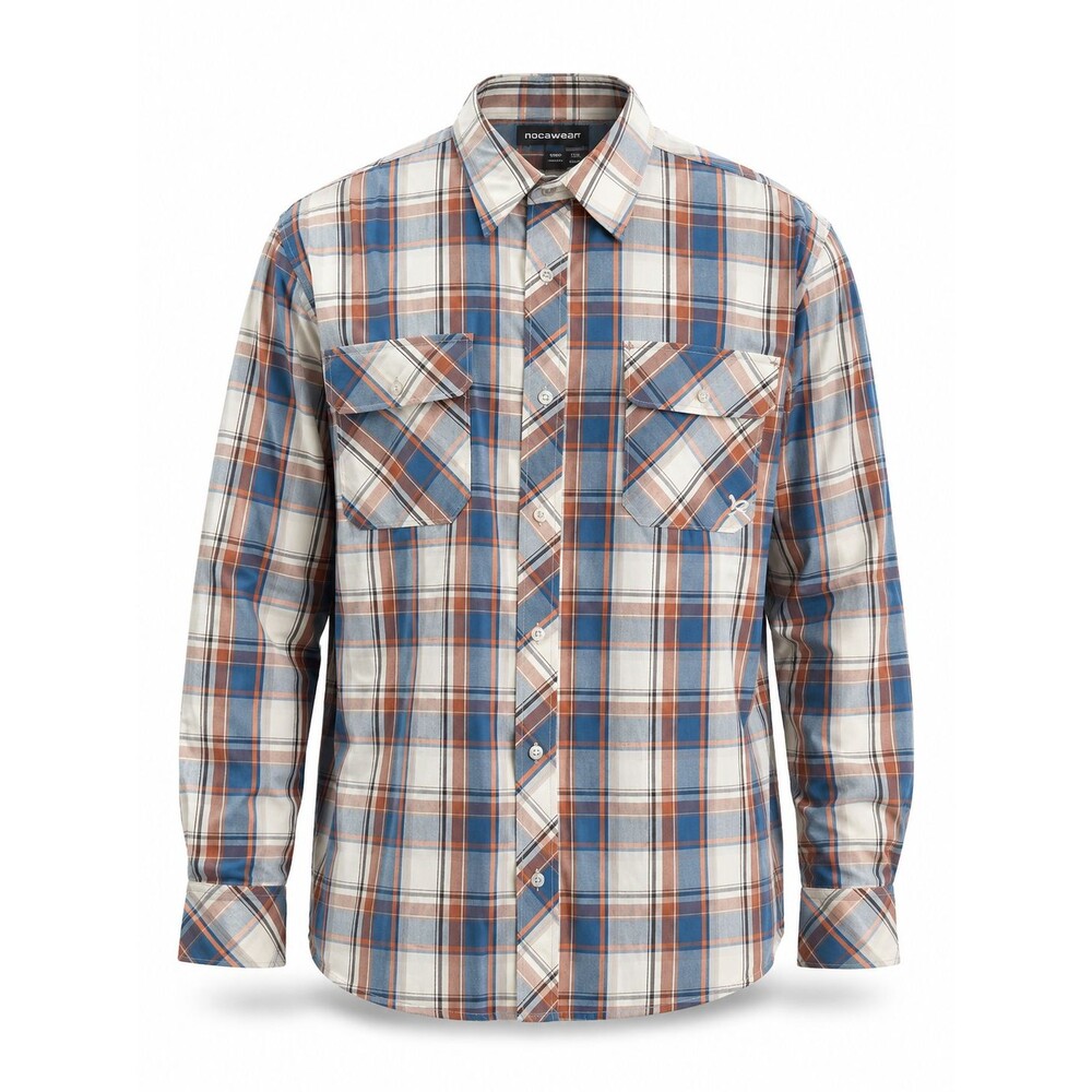 Rocawear Shirt Mens 2XL Blue Plaid Long Sleeve Button Up 100% Cotton